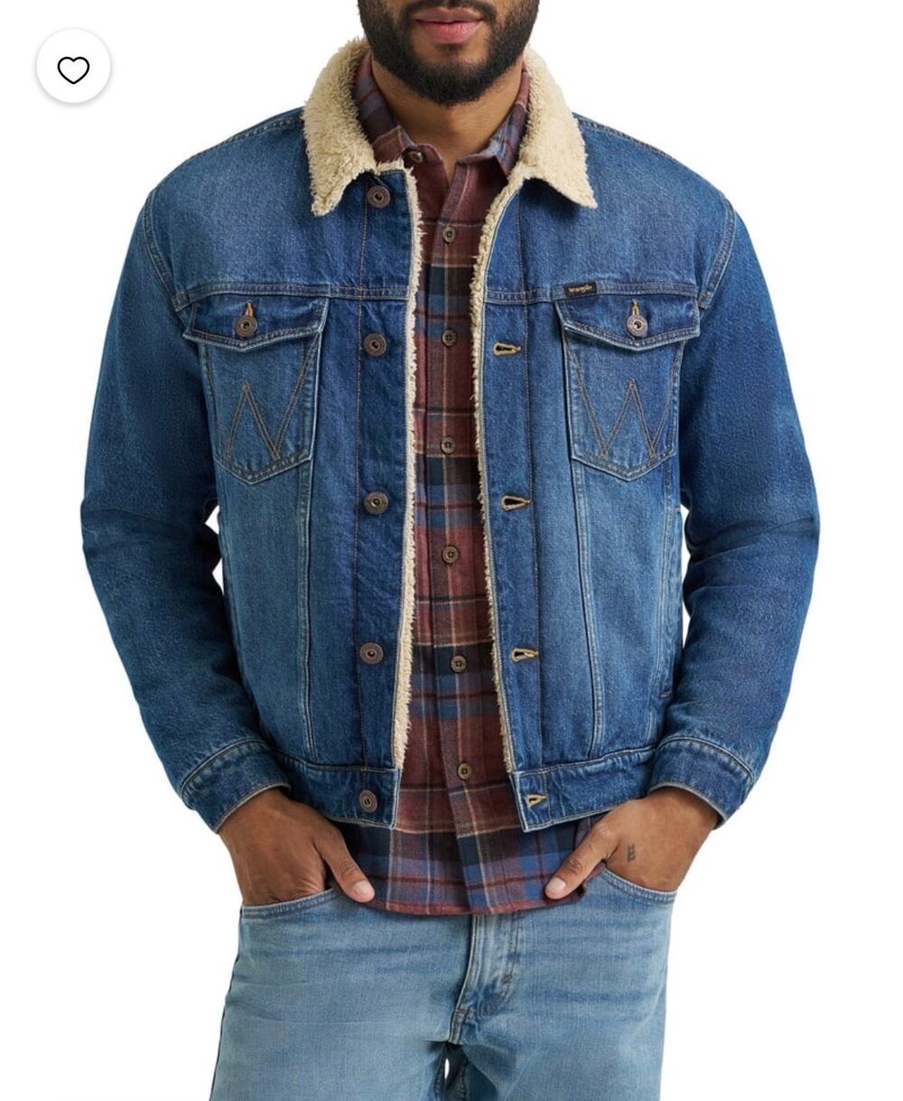 Wrangler Sherpa Lined Denim Trucker Jacket Men’s M Dark Wash Western
